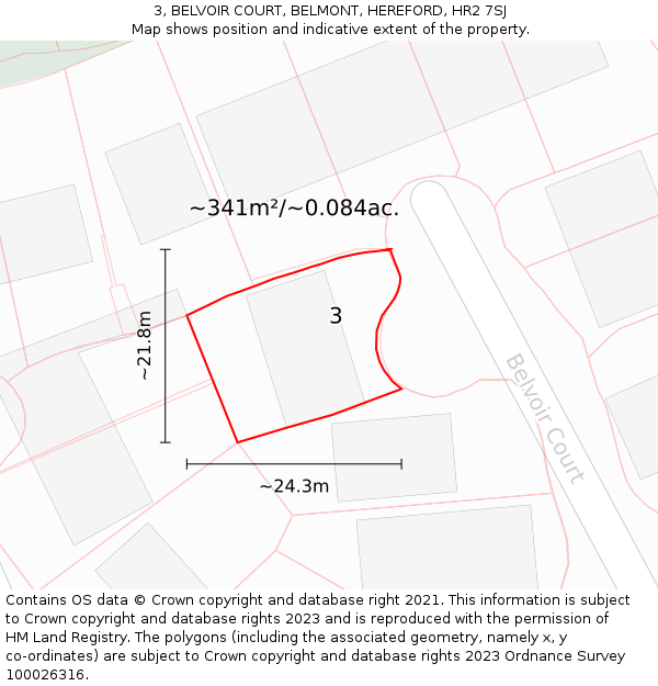 3, BELVOIR COURT, BELMONT, HEREFORD, HR2 7SJ: Plot and title map