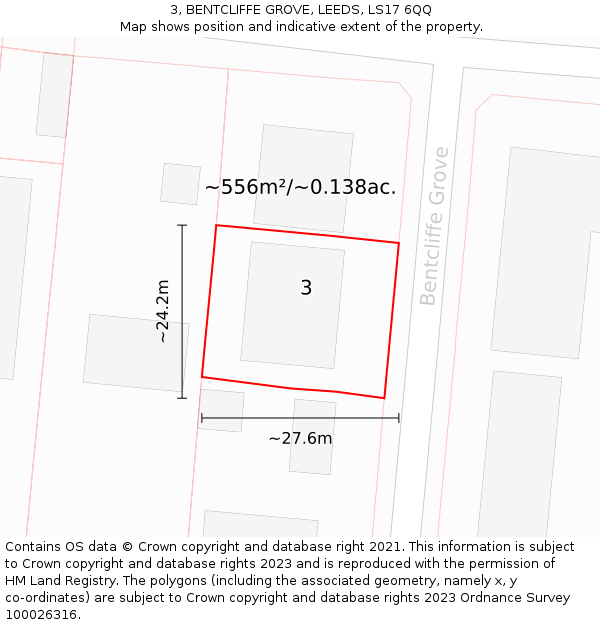3, BENTCLIFFE GROVE, LEEDS, LS17 6QQ: Plot and title map