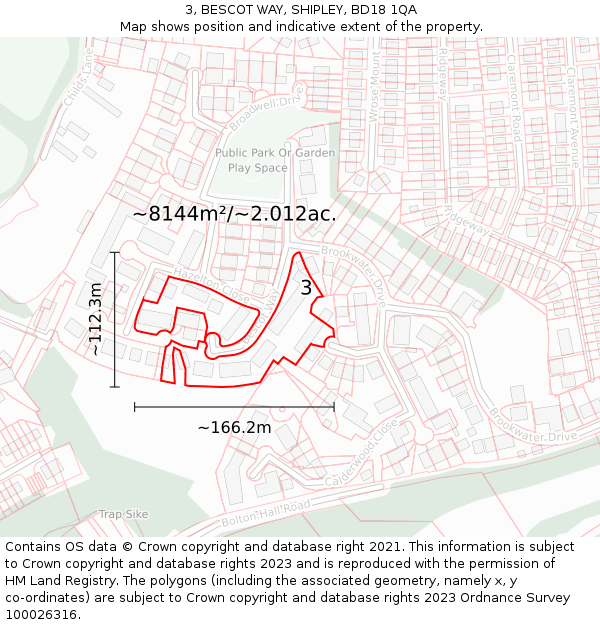 3, BESCOT WAY, SHIPLEY, BD18 1QA: Plot and title map