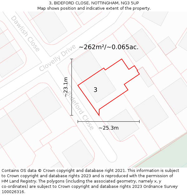 3, BIDEFORD CLOSE, NOTTINGHAM, NG3 5UP: Plot and title map
