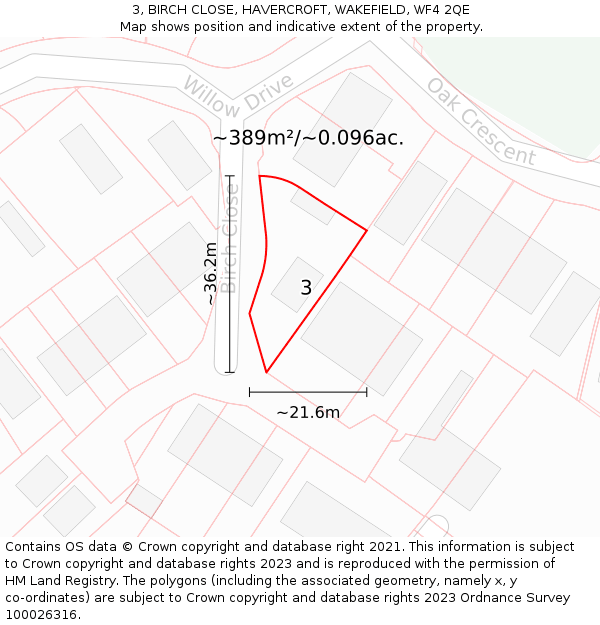 3, BIRCH CLOSE, HAVERCROFT, WAKEFIELD, WF4 2QE: Plot and title map