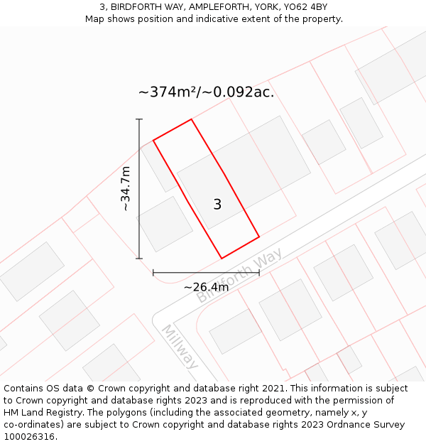 3, BIRDFORTH WAY, AMPLEFORTH, YORK, YO62 4BY: Plot and title map