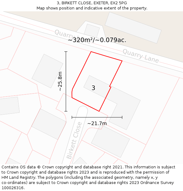 3, BIRKETT CLOSE, EXETER, EX2 5PG: Plot and title map