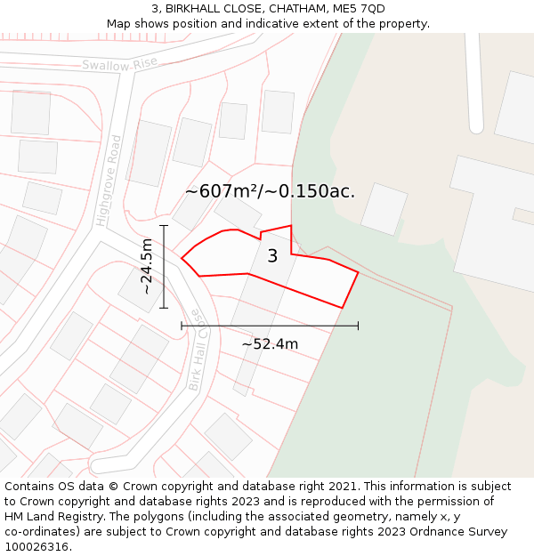 3, BIRKHALL CLOSE, CHATHAM, ME5 7QD: Plot and title map