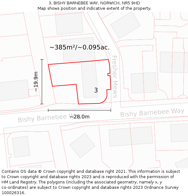 3, BISHY BARNEBEE WAY, NORWICH, NR5 9HD: Plot and title map