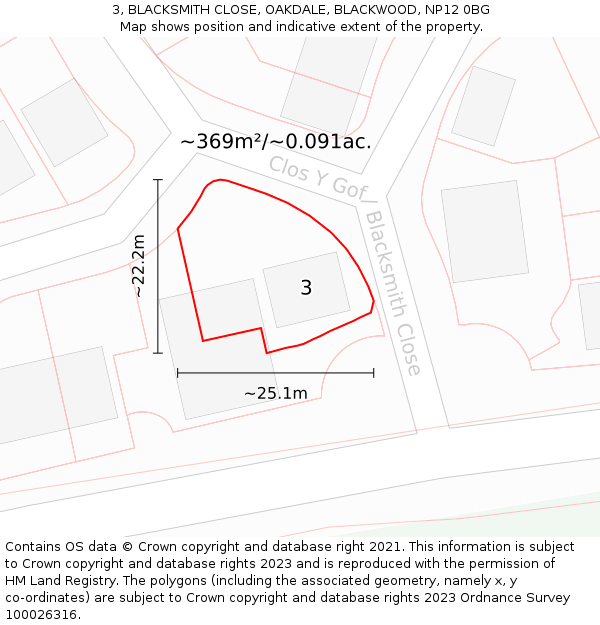3, BLACKSMITH CLOSE, OAKDALE, BLACKWOOD, NP12 0BG: Plot and title map