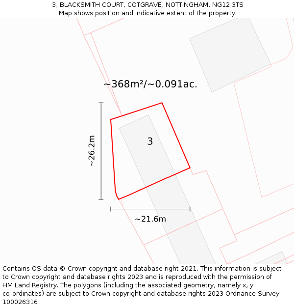 3, BLACKSMITH COURT, COTGRAVE, NOTTINGHAM, NG12 3TS: Plot and title map