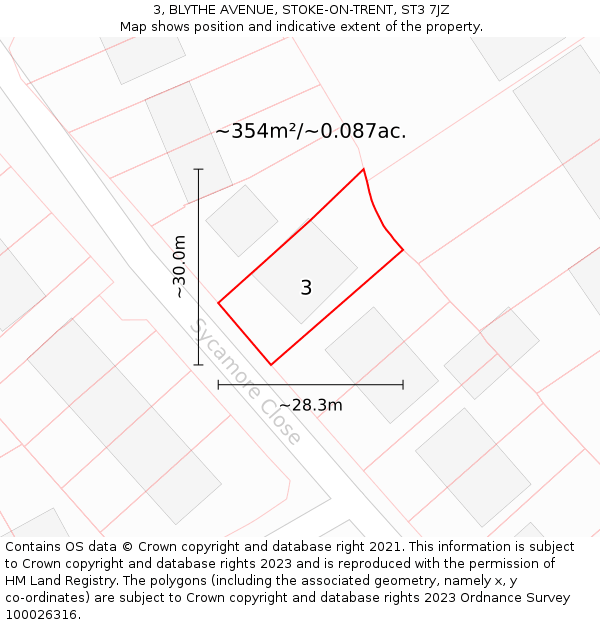 3, BLYTHE AVENUE, STOKE-ON-TRENT, ST3 7JZ: Plot and title map