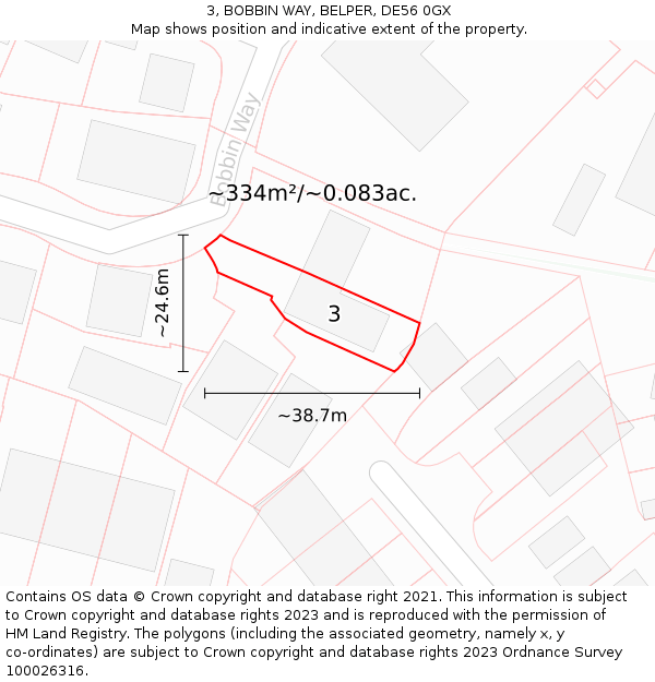 3, BOBBIN WAY, BELPER, DE56 0GX: Plot and title map
