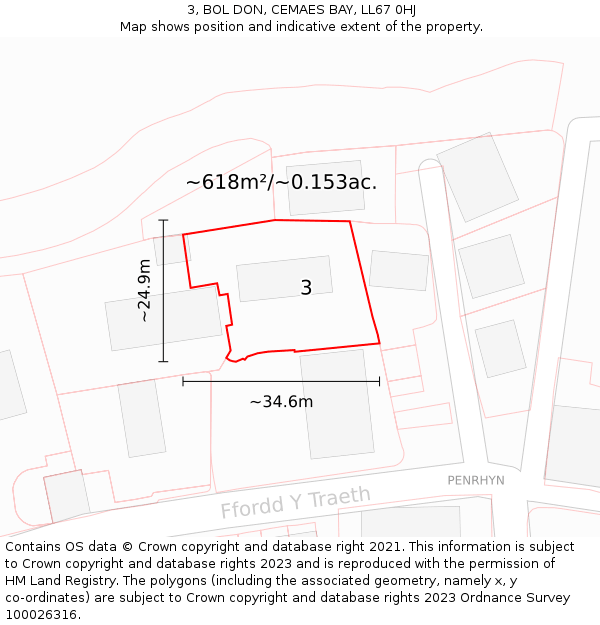 3, BOL DON, CEMAES BAY, LL67 0HJ: Plot and title map