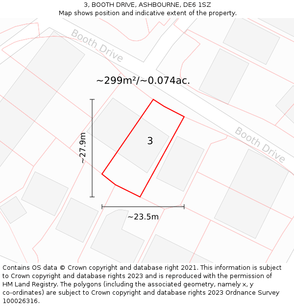 3, BOOTH DRIVE, ASHBOURNE, DE6 1SZ: Plot and title map