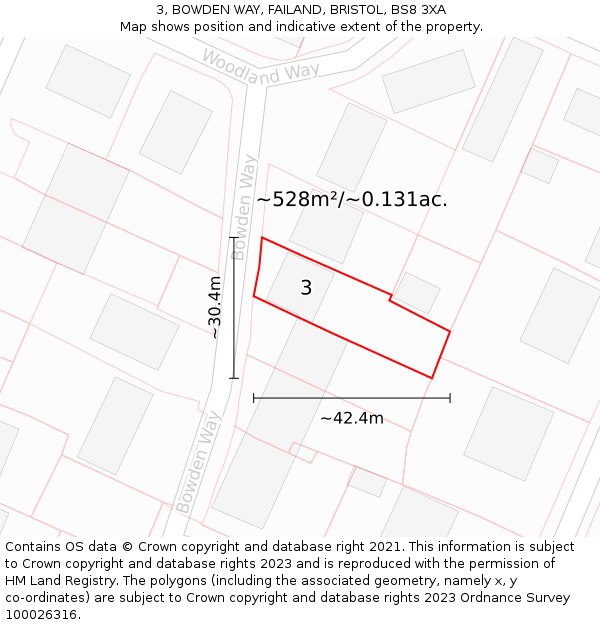 3, BOWDEN WAY, FAILAND, BRISTOL, BS8 3XA: Plot and title map