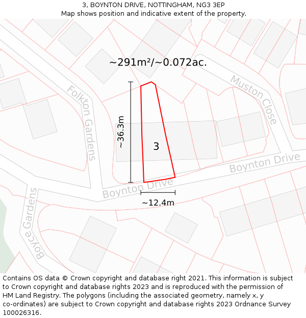 3, BOYNTON DRIVE, NOTTINGHAM, NG3 3EP: Plot and title map