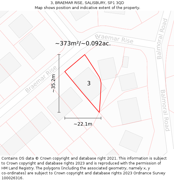 3, BRAEMAR RISE, SALISBURY, SP1 3QD: Plot and title map