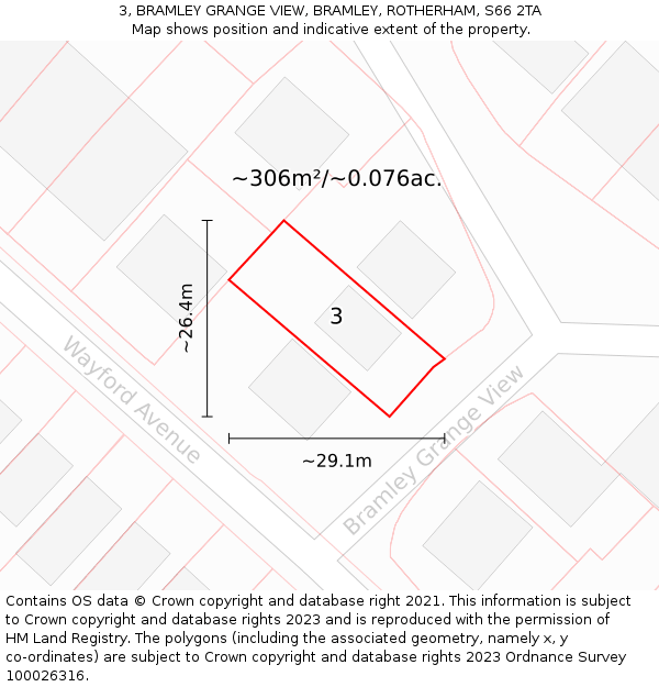 3, BRAMLEY GRANGE VIEW, BRAMLEY, ROTHERHAM, S66 2TA: Plot and title map