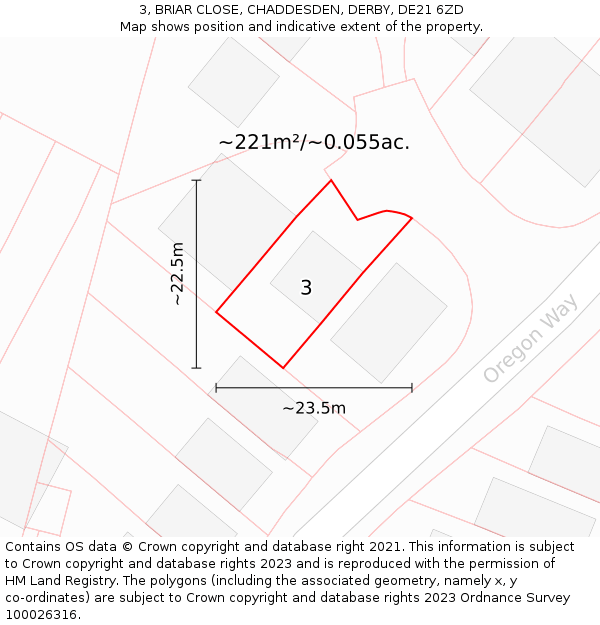 3, BRIAR CLOSE, CHADDESDEN, DERBY, DE21 6ZD: Plot and title map