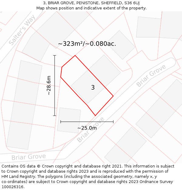 3, BRIAR GROVE, PENISTONE, SHEFFIELD, S36 6UJ: Plot and title map