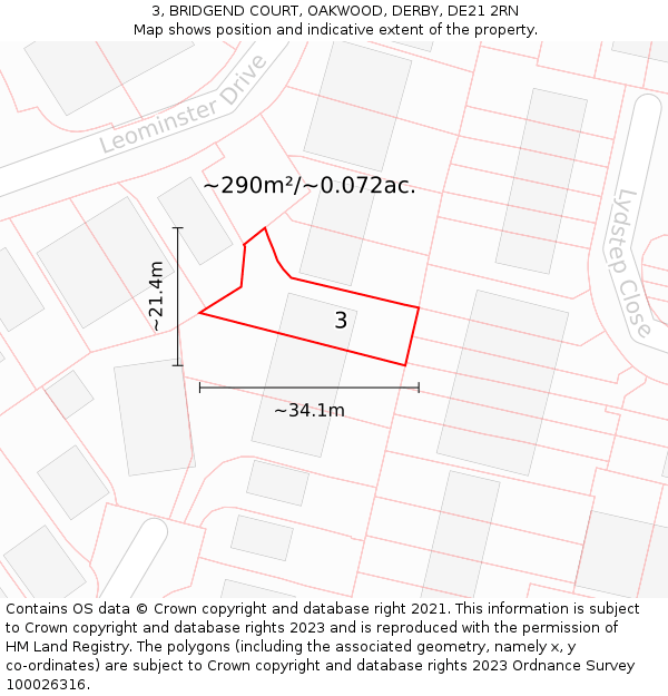 3, BRIDGEND COURT, OAKWOOD, DERBY, DE21 2RN: Plot and title map