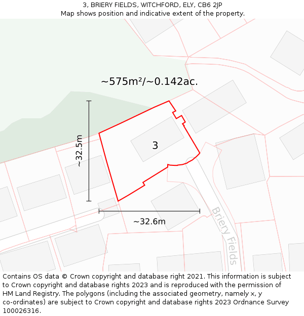 3, BRIERY FIELDS, WITCHFORD, ELY, CB6 2JP: Plot and title map