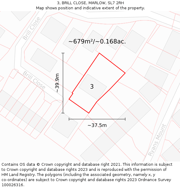 3, BRILL CLOSE, MARLOW, SL7 2RH: Plot and title map