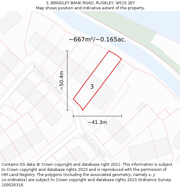 3, BRINDLEY BANK ROAD, RUGELEY, WS15 2EY: Plot and title map