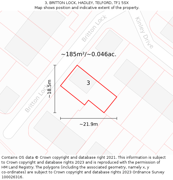 3, BRITTON LOCK, HADLEY, TELFORD, TF1 5SX: Plot and title map