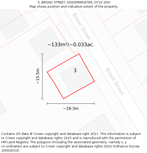 3, BROAD STREET, KIDDERMINSTER, DY10 2NH: Plot and title map