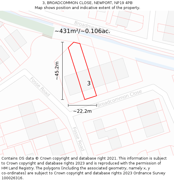 3, BROADCOMMON CLOSE, NEWPORT, NP19 4PB: Plot and title map