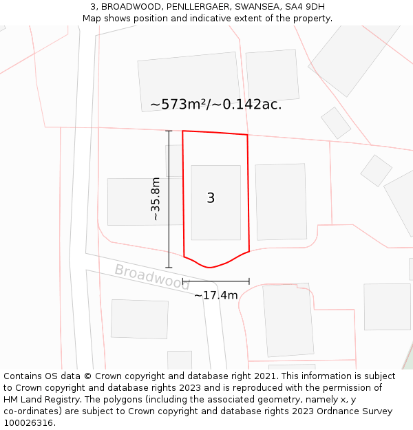 3, BROADWOOD, PENLLERGAER, SWANSEA, SA4 9DH: Plot and title map