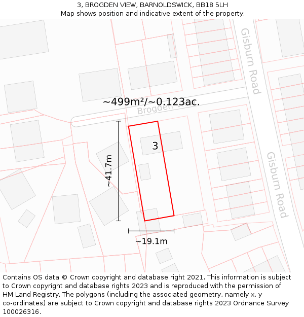 3, BROGDEN VIEW, BARNOLDSWICK, BB18 5LH: Plot and title map