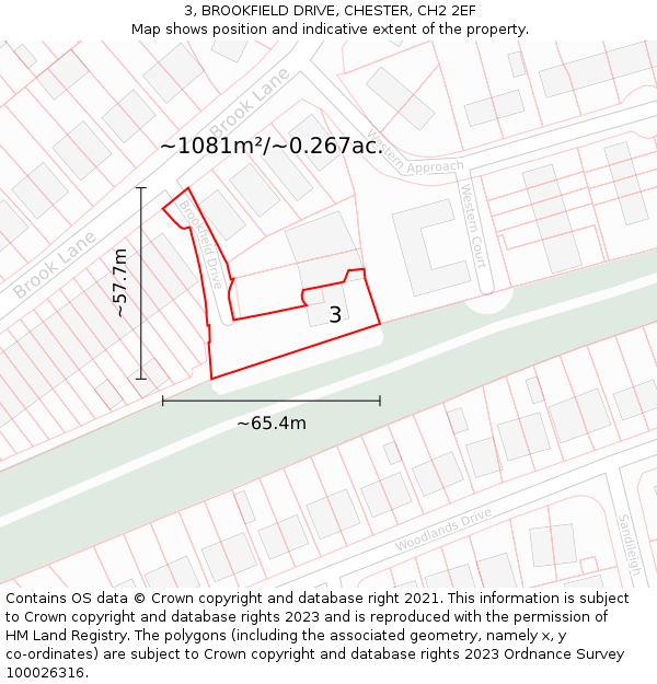 3, BROOKFIELD DRIVE, CHESTER, CH2 2EF: Plot and title map