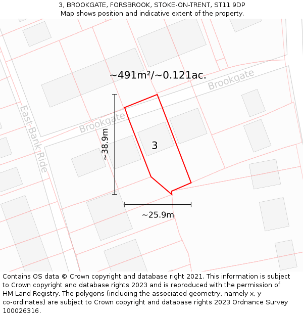 3, BROOKGATE, FORSBROOK, STOKE-ON-TRENT, ST11 9DP: Plot and title map