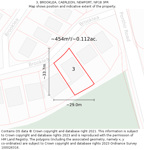 3, BROOKLEA, CAERLEON, NEWPORT, NP18 3PR: Plot and title map