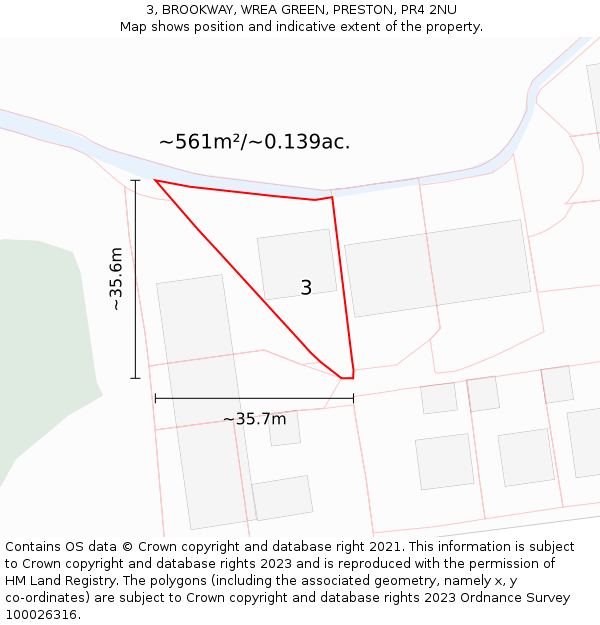 3, BROOKWAY, WREA GREEN, PRESTON, PR4 2NU: Plot and title map