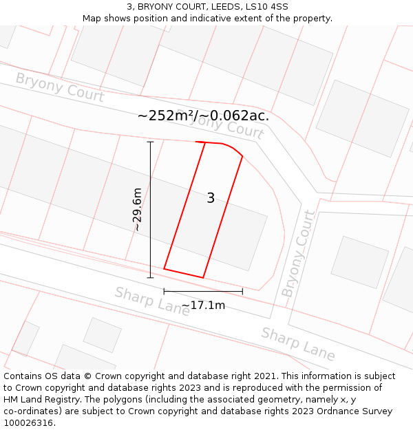 3, BRYONY COURT, LEEDS, LS10 4SS: Plot and title map