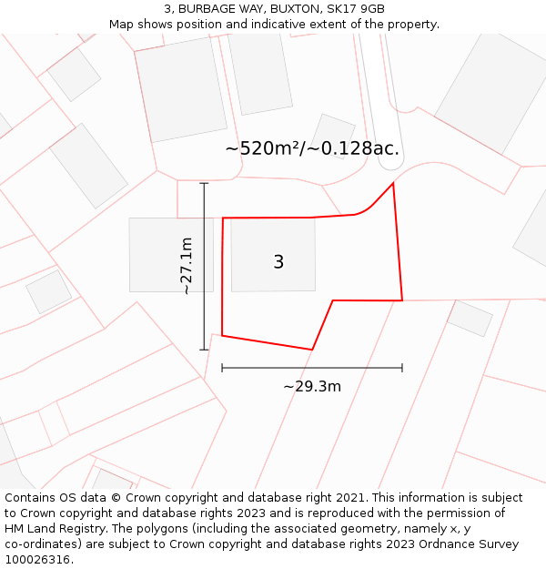 3, BURBAGE WAY, BUXTON, SK17 9GB: Plot and title map