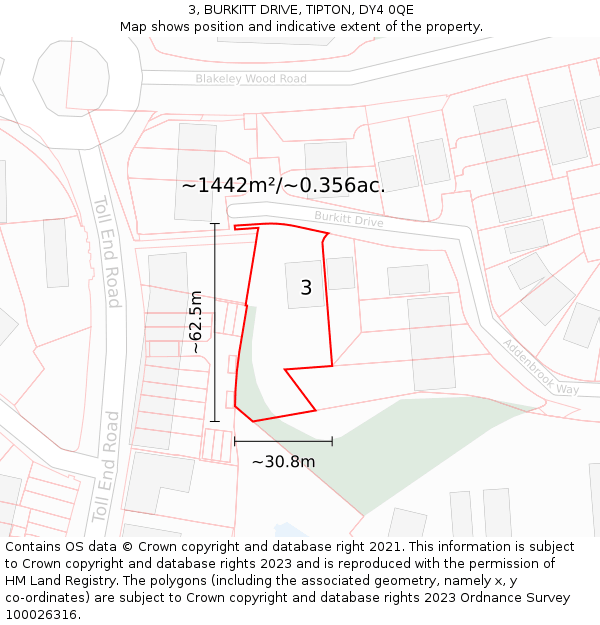 3, BURKITT DRIVE, TIPTON, DY4 0QE: Plot and title map