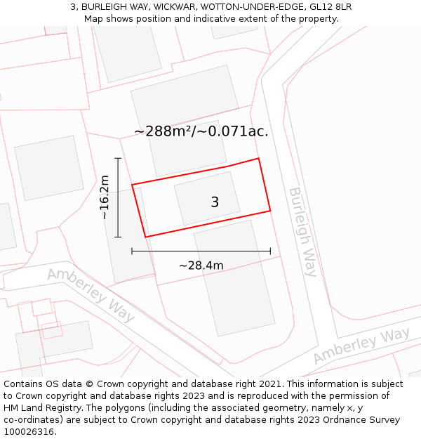 3, BURLEIGH WAY, WICKWAR, WOTTON-UNDER-EDGE, GL12 8LR: Plot and title map