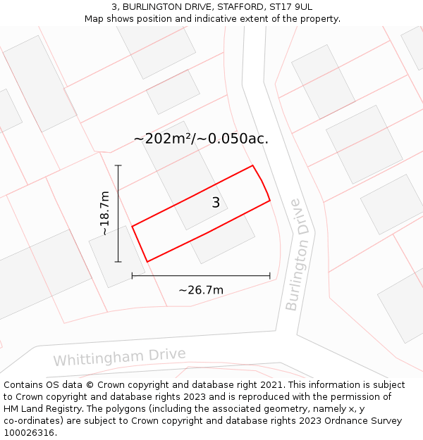 3, BURLINGTON DRIVE, STAFFORD, ST17 9UL: Plot and title map