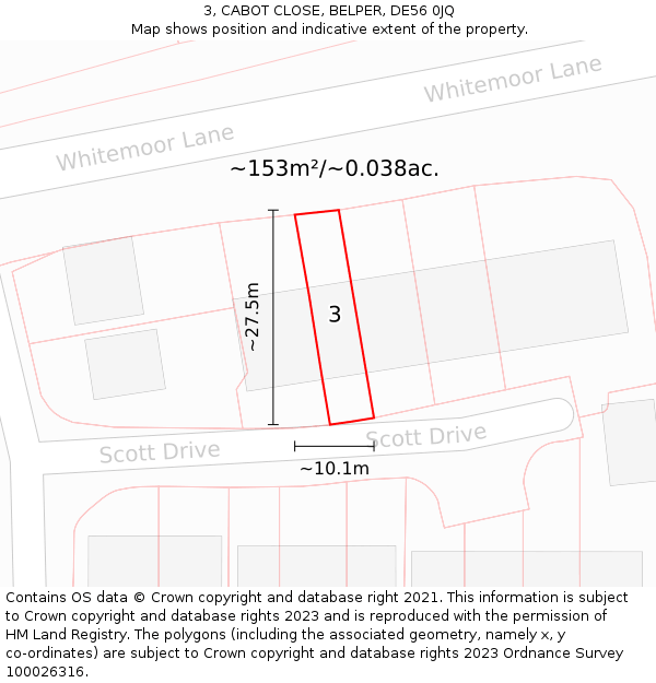 3, CABOT CLOSE, BELPER, DE56 0JQ: Plot and title map