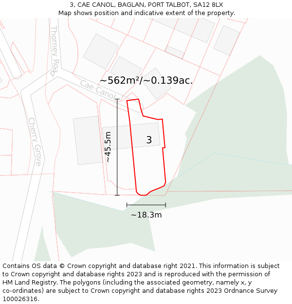 3, CAE CANOL, BAGLAN, PORT TALBOT, SA12 8LX: Plot and title map