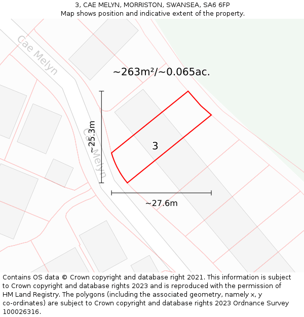 3, CAE MELYN, MORRISTON, SWANSEA, SA6 6FP: Plot and title map