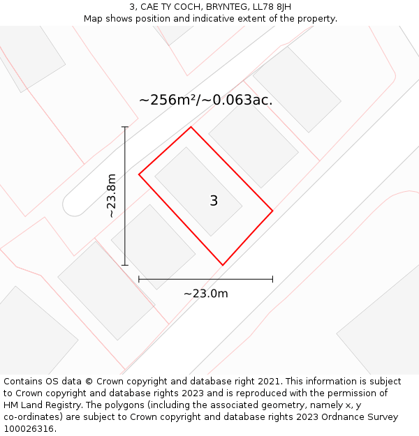 3, CAE TY COCH, BRYNTEG, LL78 8JH: Plot and title map