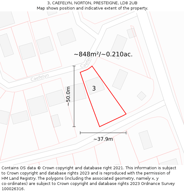 3, CAEFELYN, NORTON, PRESTEIGNE, LD8 2UB: Plot and title map