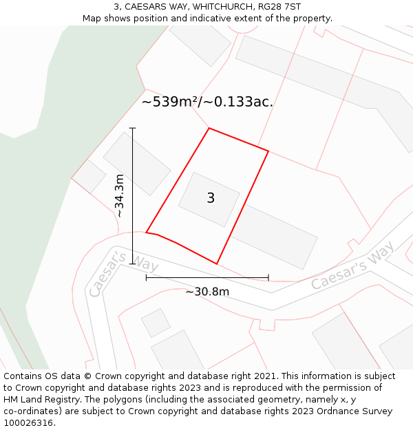3, CAESARS WAY, WHITCHURCH, RG28 7ST: Plot and title map