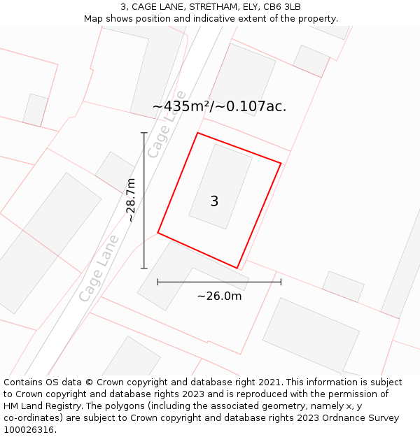 3, CAGE LANE, STRETHAM, ELY, CB6 3LB: Plot and title map