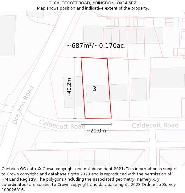 3, CALDECOTT ROAD, ABINGDON, OX14 5EZ: Plot and title map