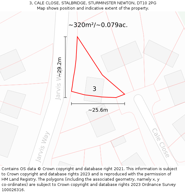 3, CALE CLOSE, STALBRIDGE, STURMINSTER NEWTON, DT10 2PG: Plot and title map