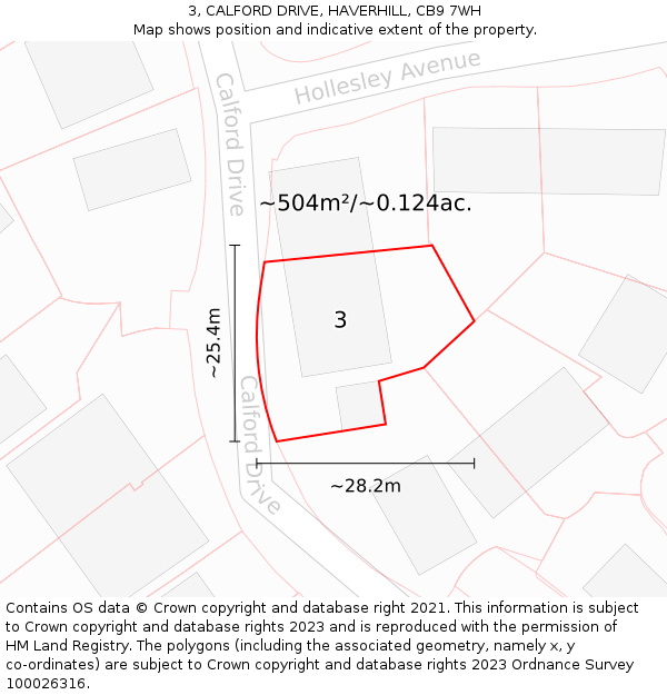 3, CALFORD DRIVE, HAVERHILL, CB9 7WH: Plot and title map
