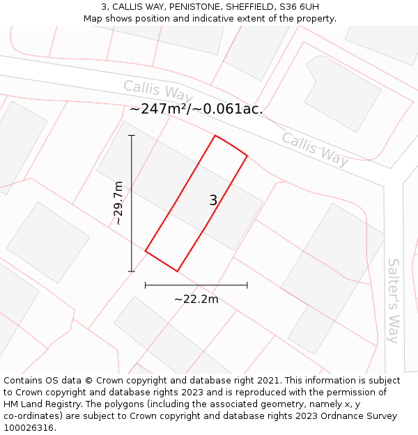 3, CALLIS WAY, PENISTONE, SHEFFIELD, S36 6UH: Plot and title map